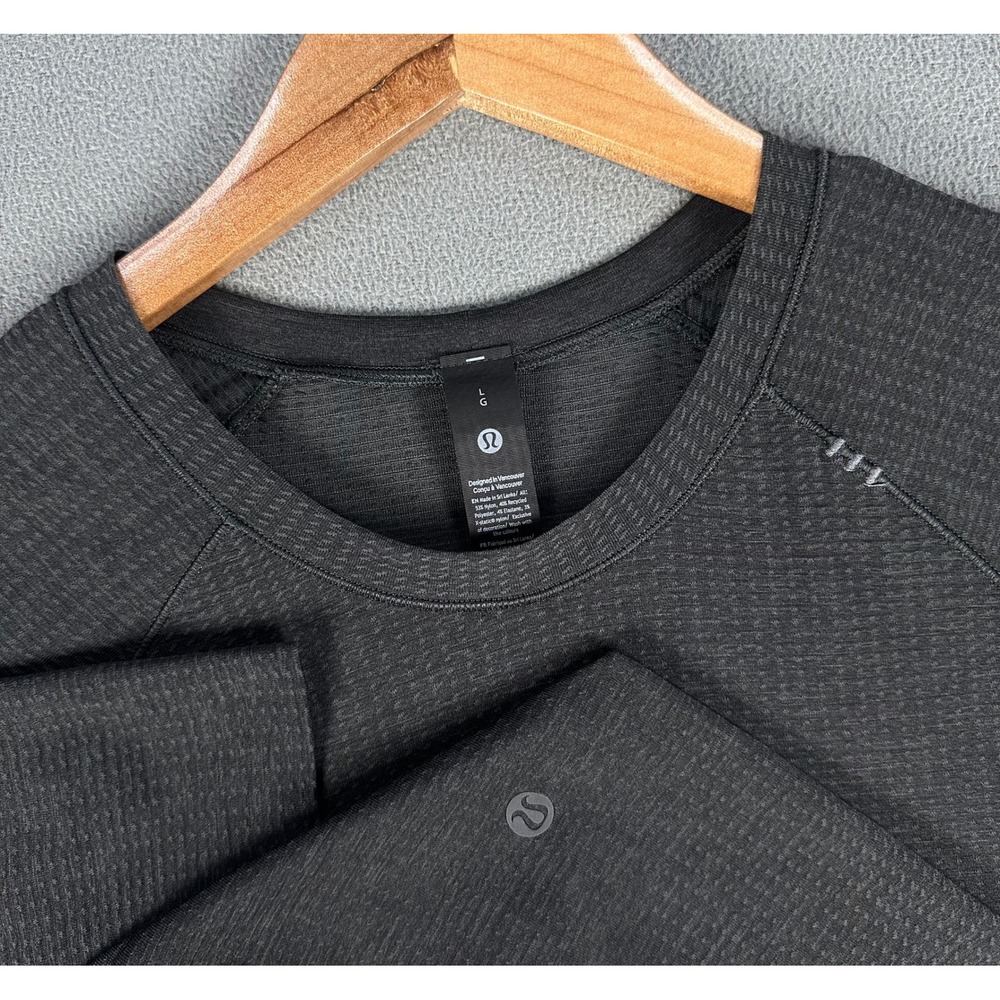 Lululemon Shirt Mens Large Charcoal Black Metal Tech Vent Performance Gym Lounge